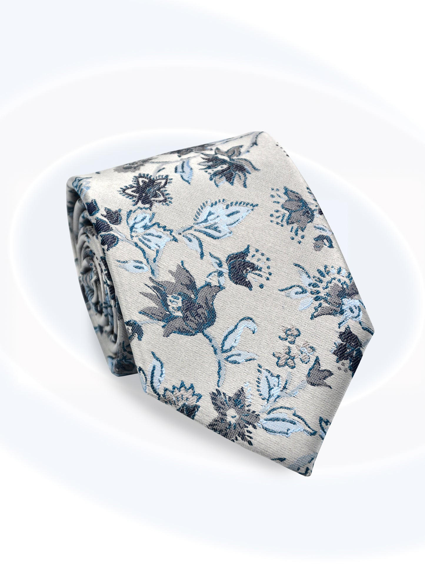 SilkFloralTie_Silver_GrayRoll
