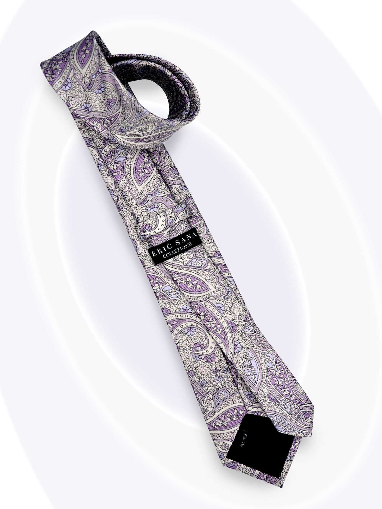 SilkPaisleyTie_Silver_LavenderFlat