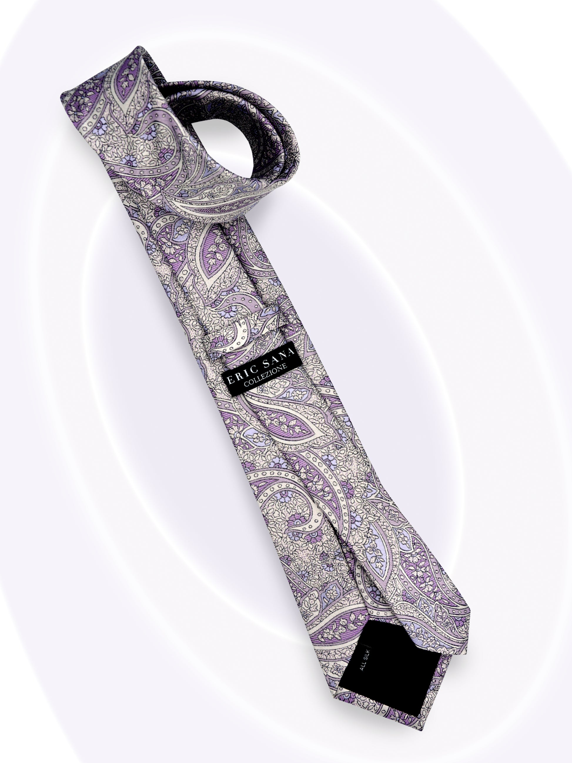 SilkPaisleyTie_Silver_LavenderFlat
