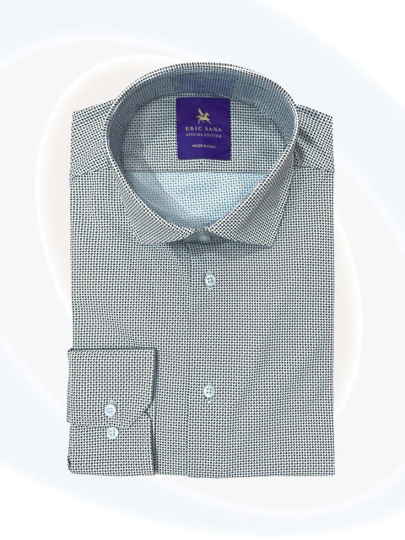 2 colour dotted dress shirt folded