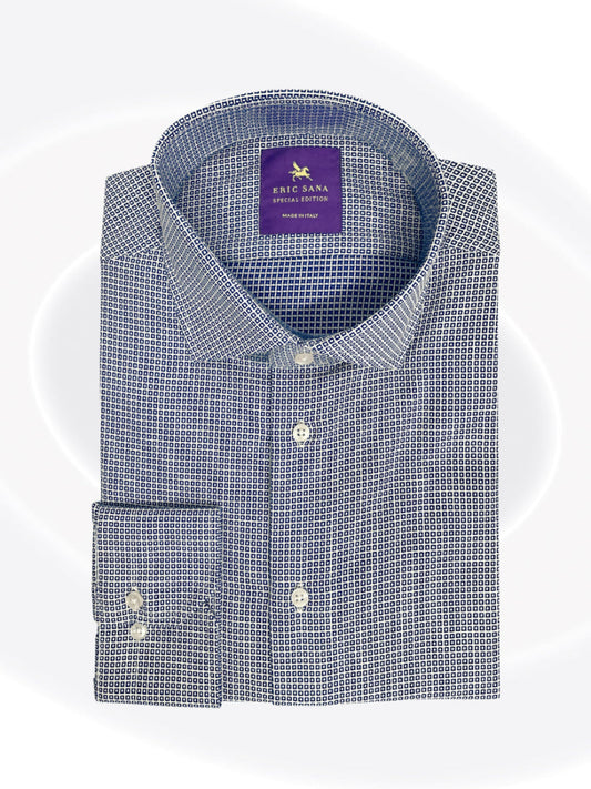 Blue checkered dress shirt folded