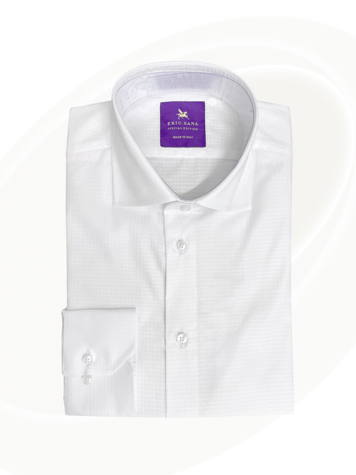 Carmine Micro-Textured Shirt Dotted White folded
