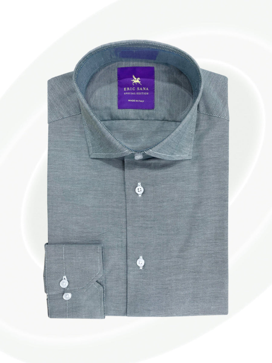 Carmine Micro-Textured Shirt Flora Green Folded