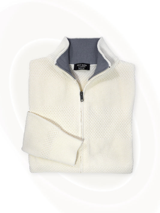 Zipped Close Neck Sweater