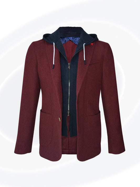 Faver Two-Tone Hoodie Wine & Navy