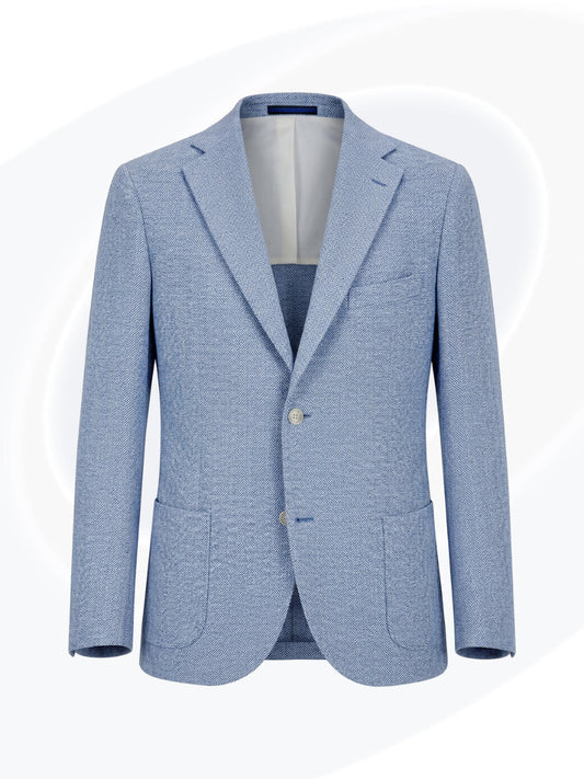 Blue textured blazer on a white background