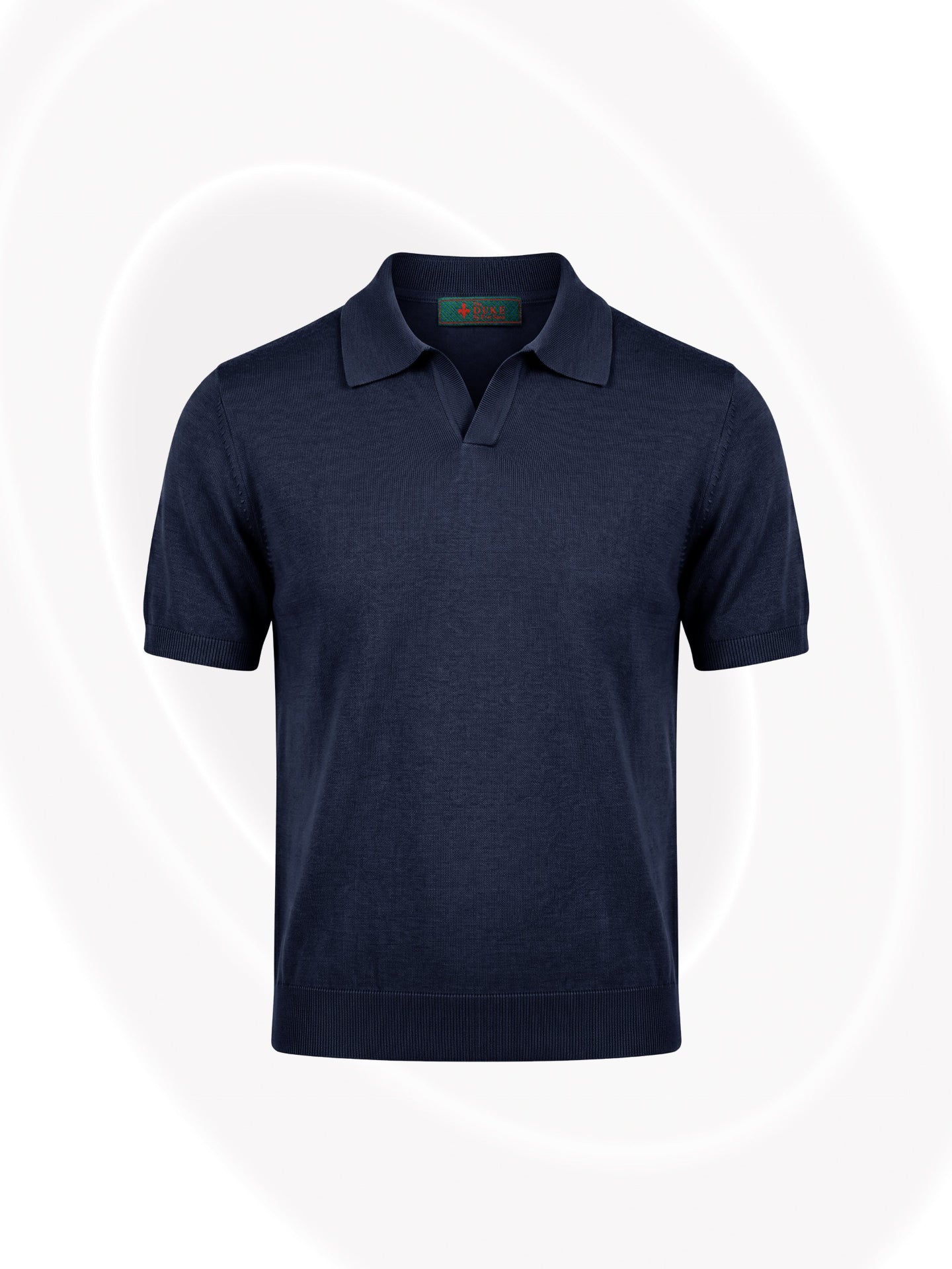 Navy blue polo shirt on a white background