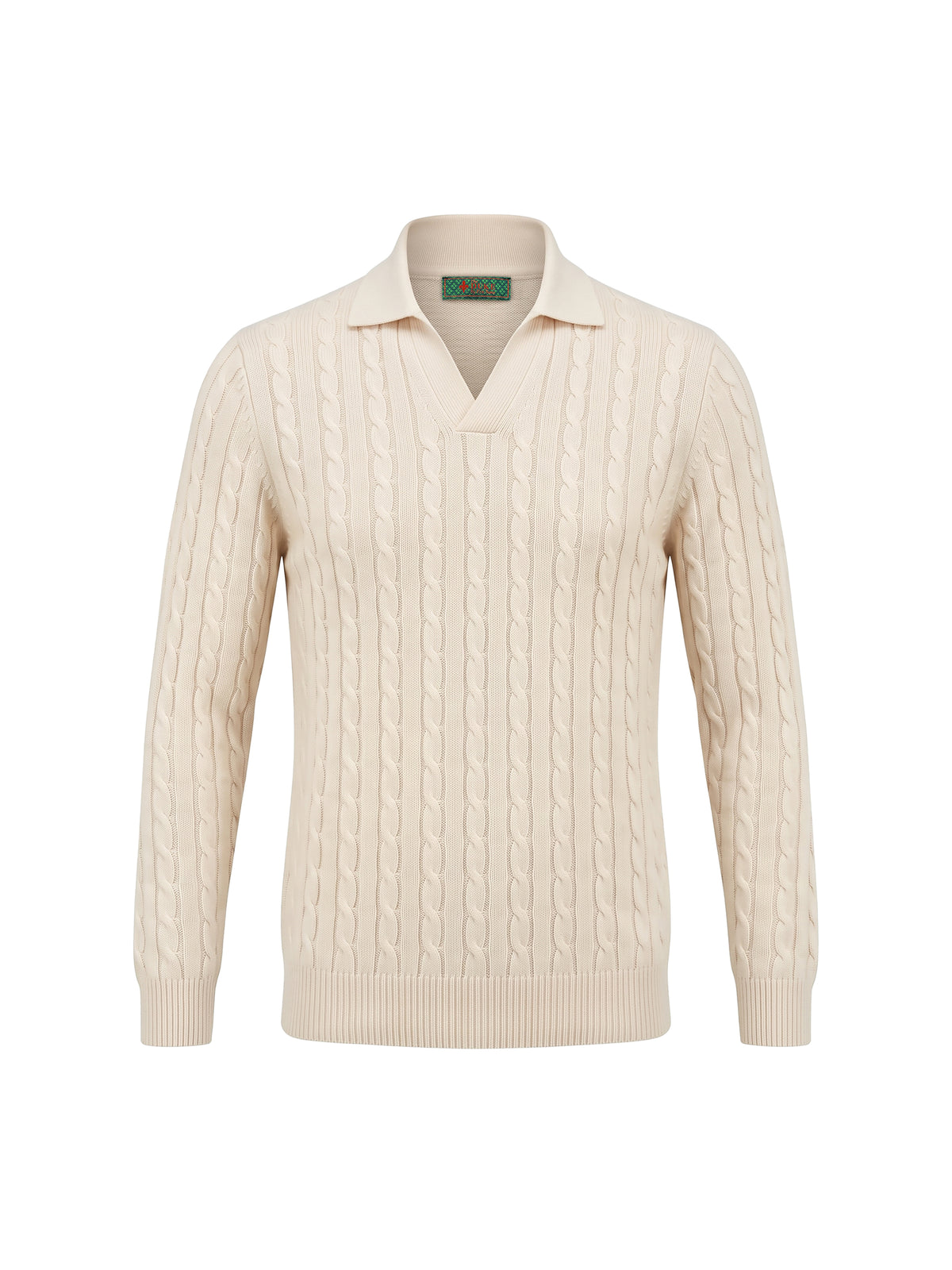 V-Cable Knit Sweater Cream