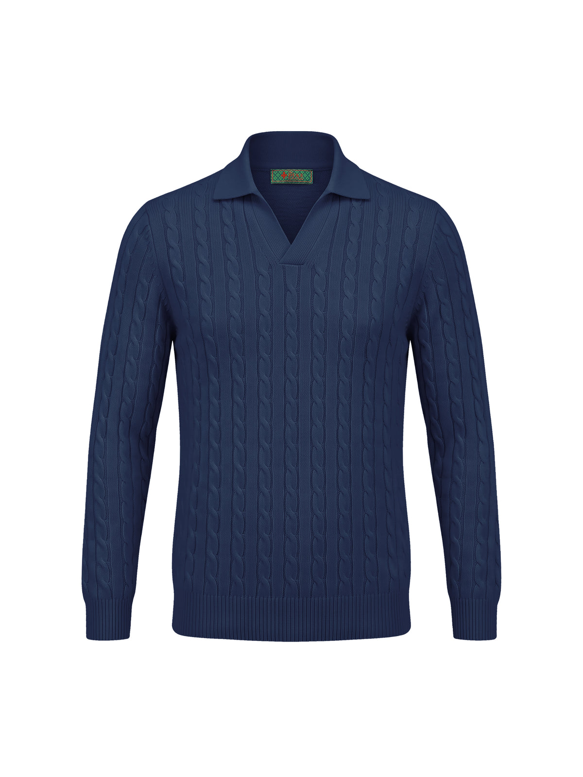 V-Cable Knit Sweater Navy