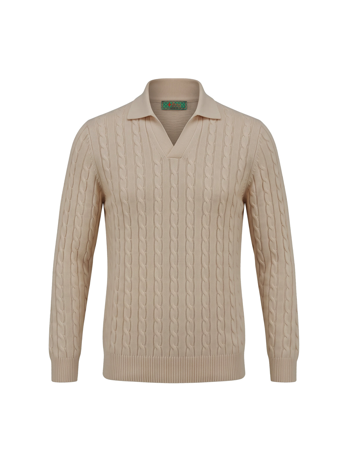 V-Cable Knit Sweater Taupe