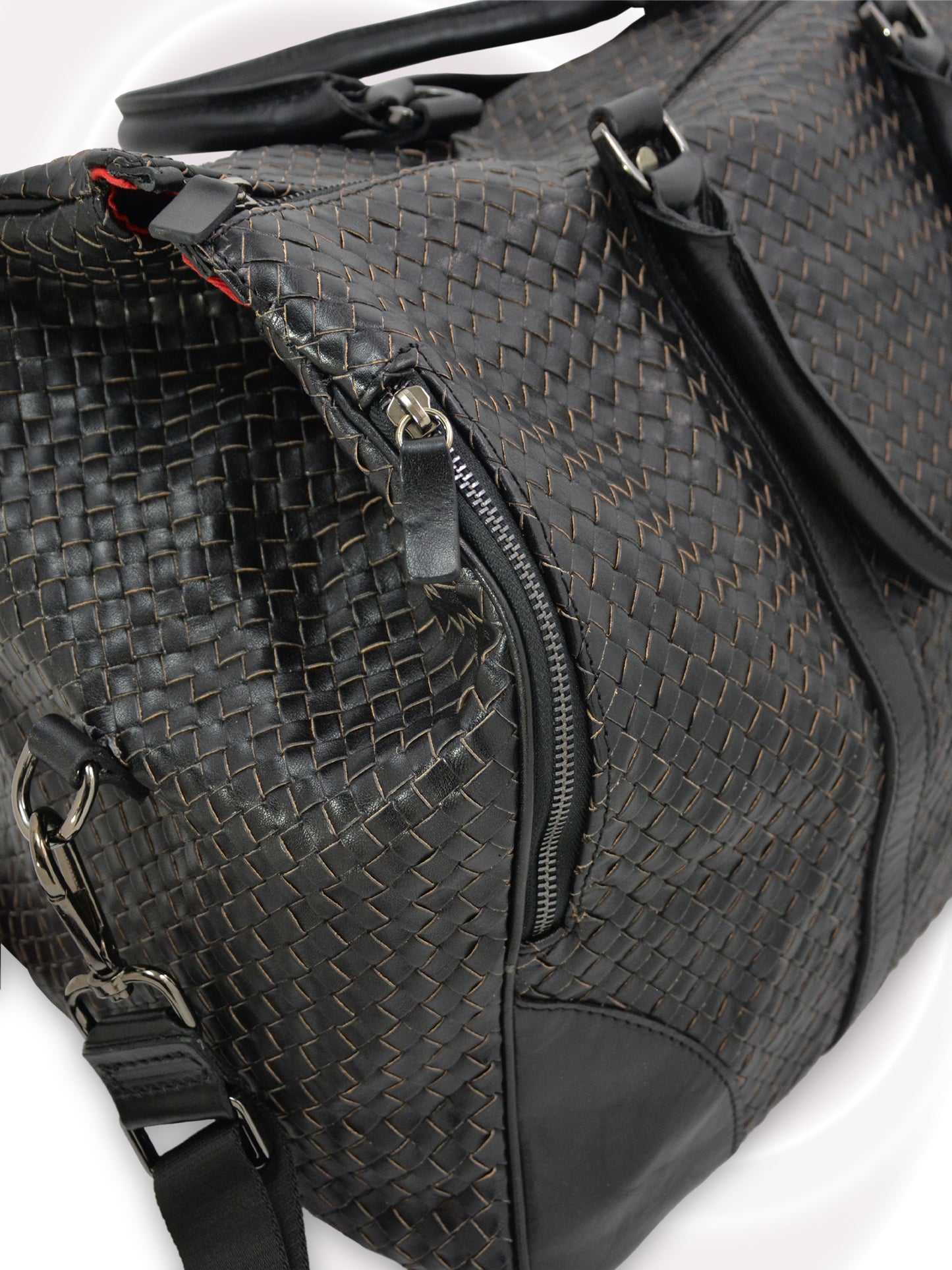 Sac de sport en cuir tissé à la main
