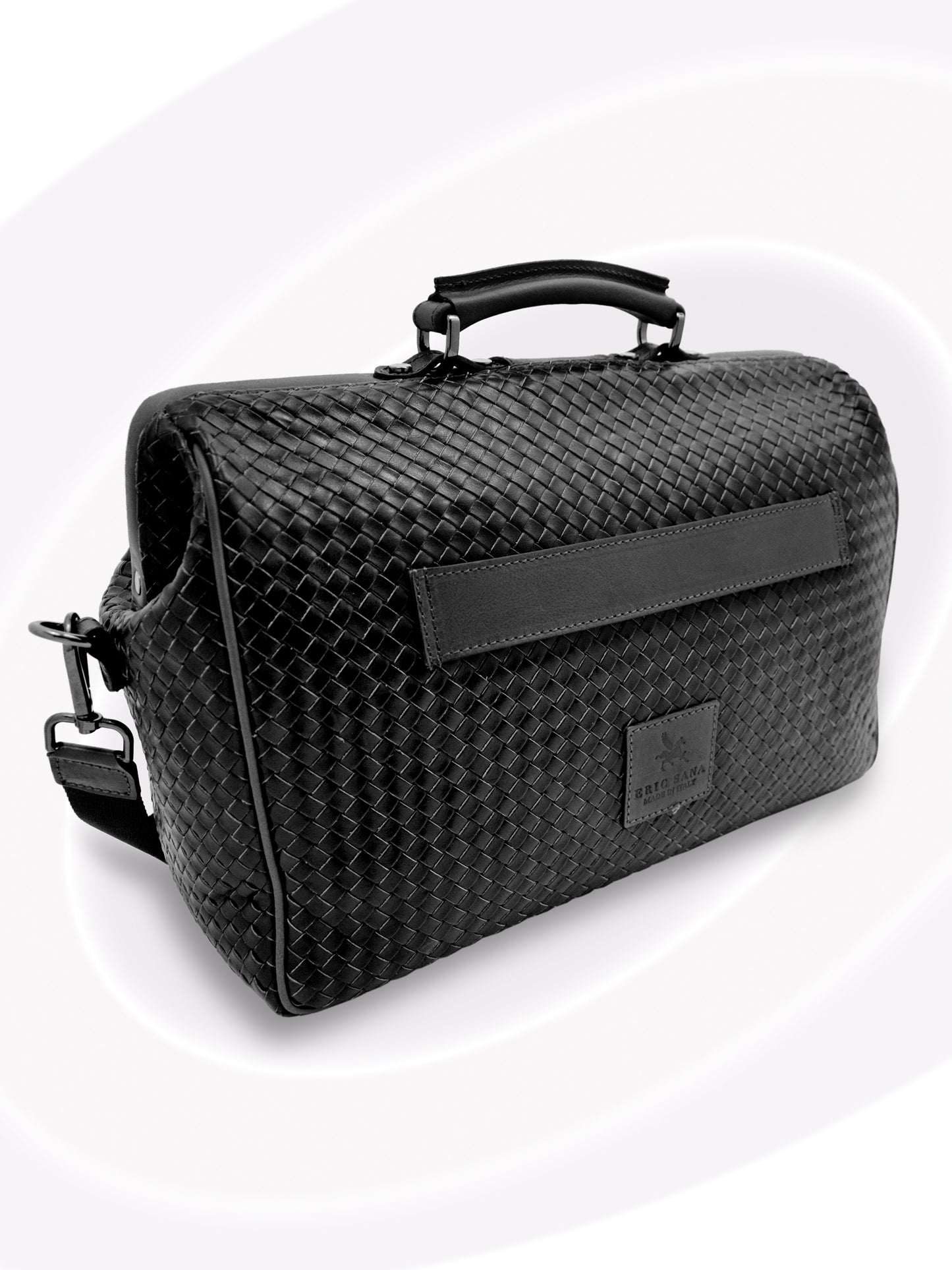 Sac porte-documents en cuir tissé à la main