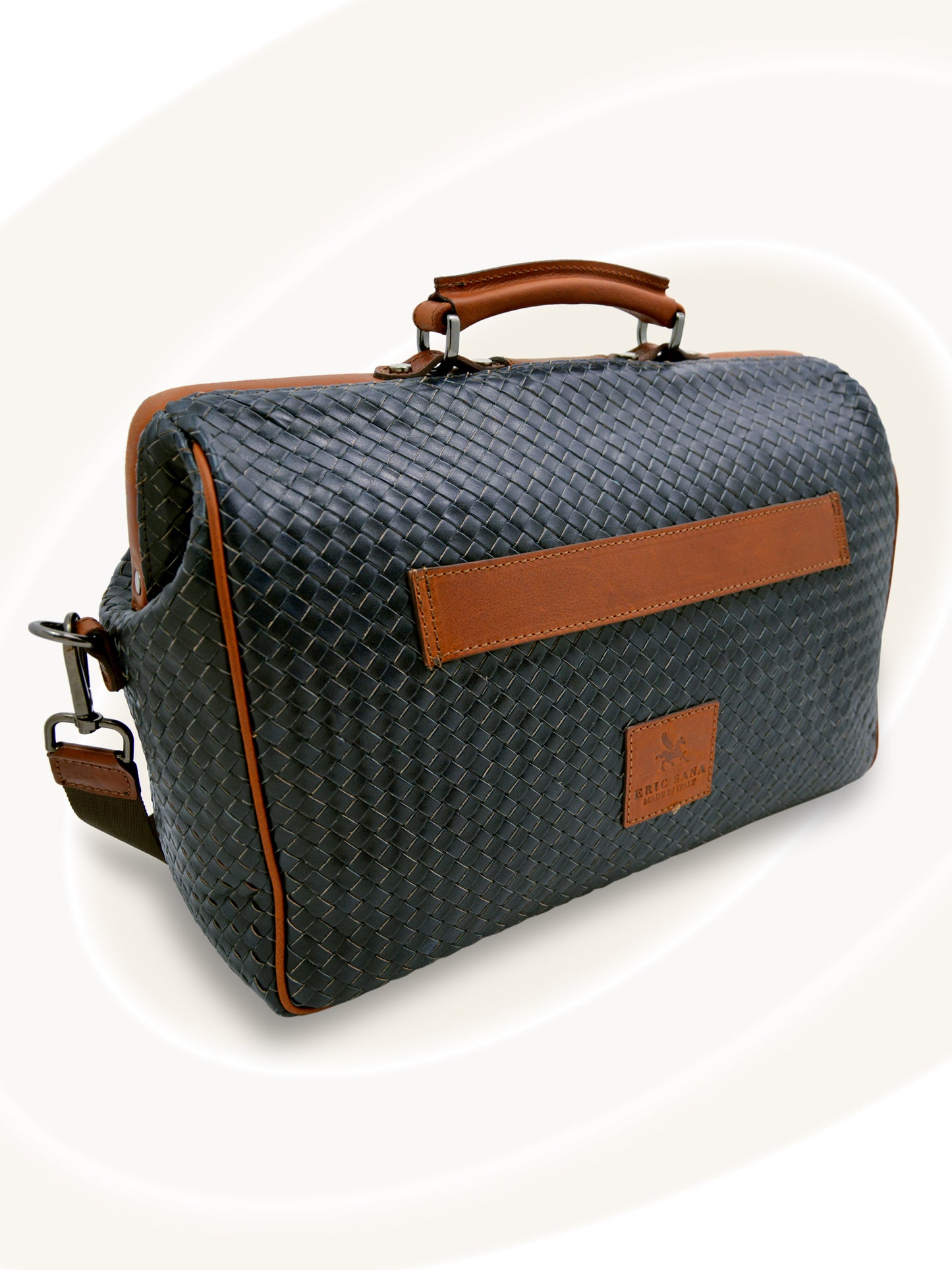 Sac porte-documents en cuir tissé à la main