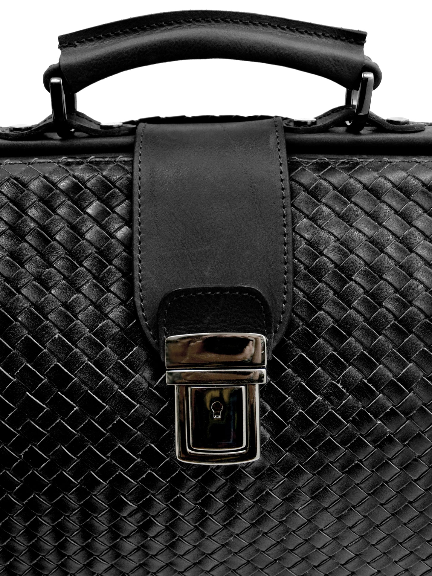 Sac porte-documents en cuir tissé à la main