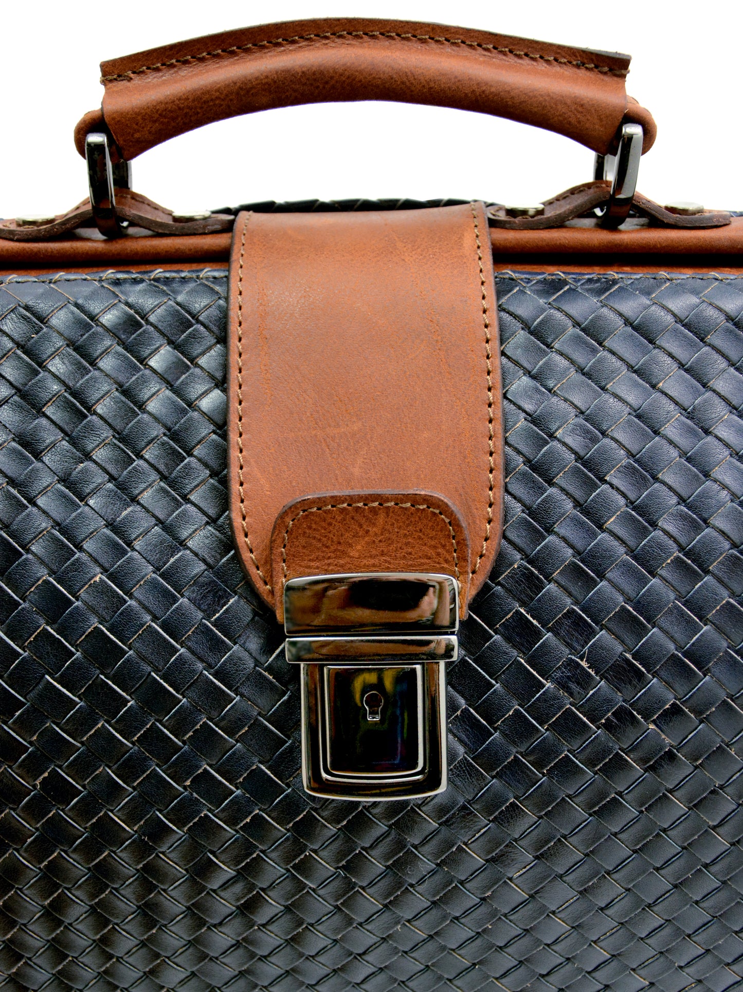 Sac porte-documents en cuir tissé à la main