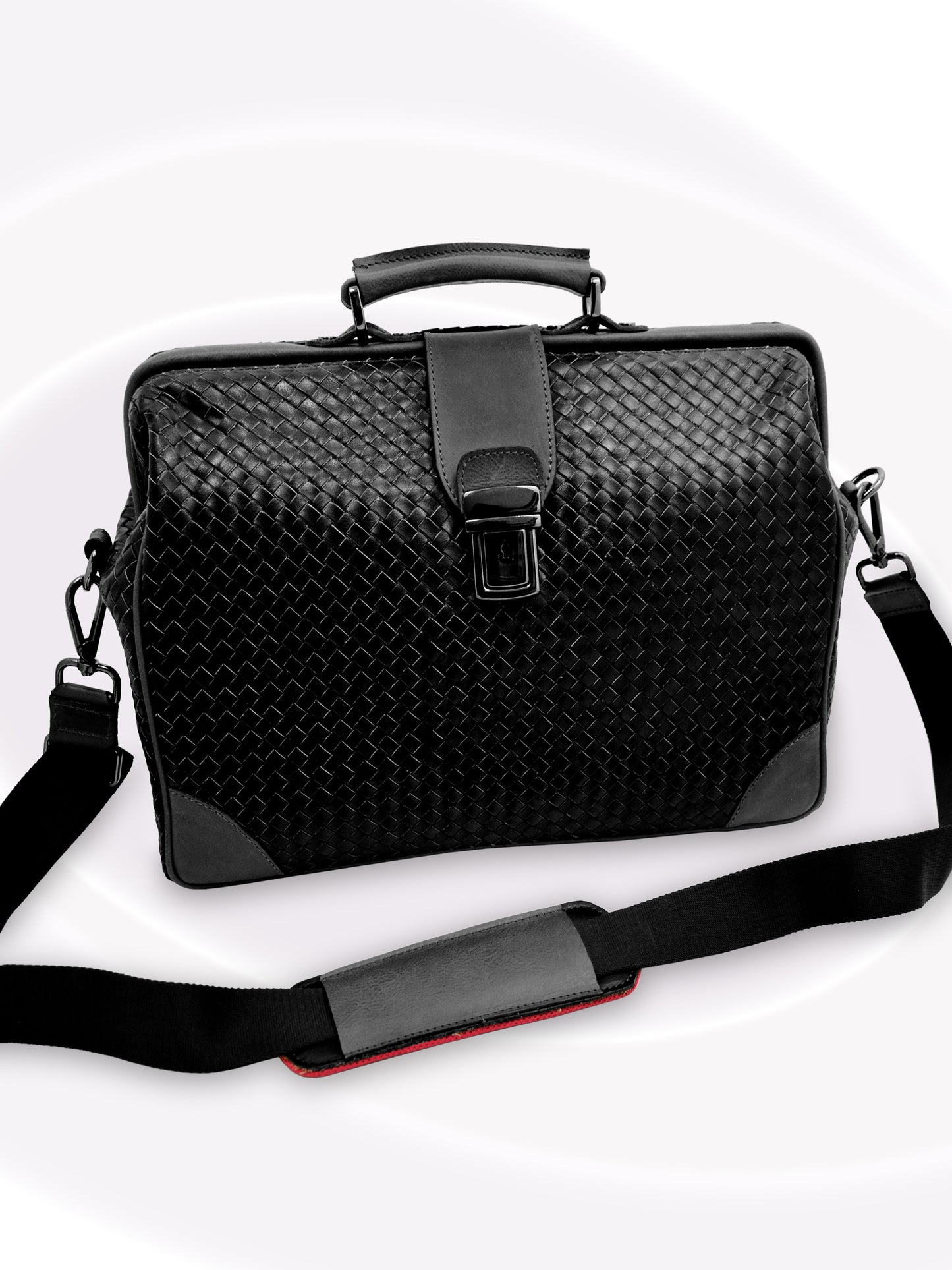 Sac porte-documents en cuir tissé à la main