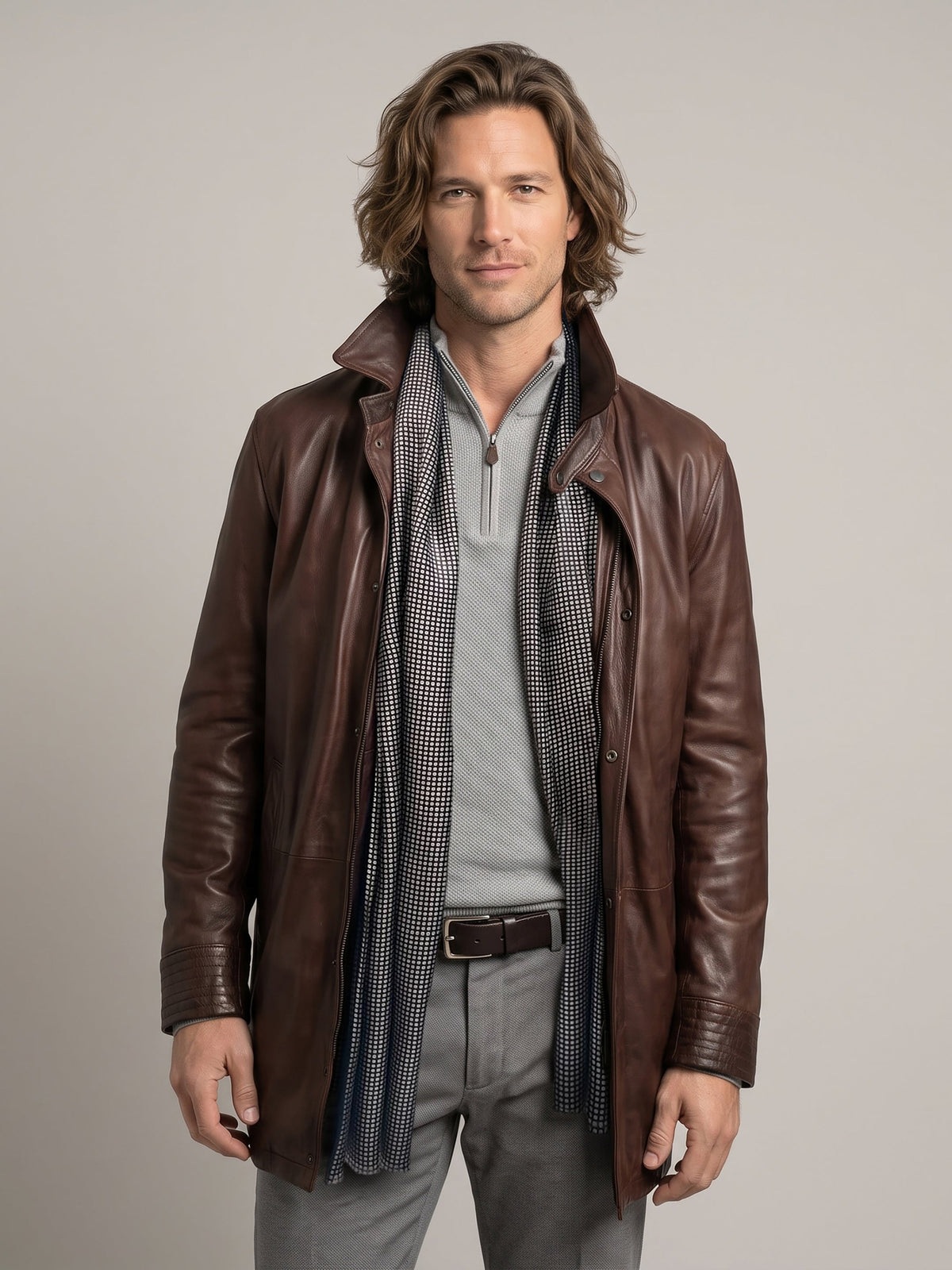 Nuvolato Leather Coat Outfit