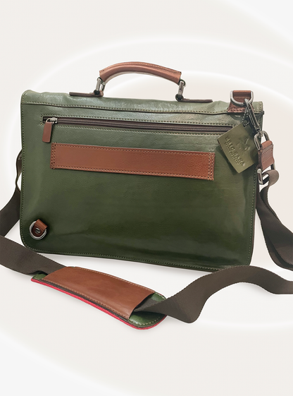 GREEN LEATHER BRIEFCASE BAG