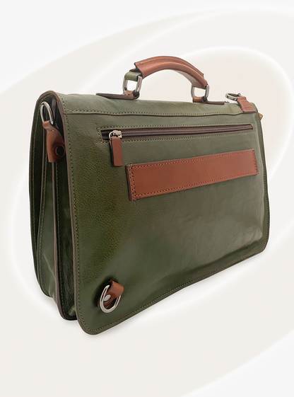 GREEN LEATHER BRIEFCASE BAG