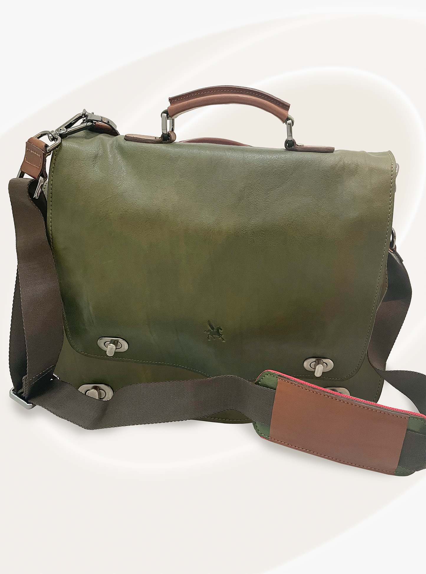 GREEN LEATHER BRIEFCASE BAG