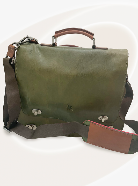 Green Leather Briefcase Bag