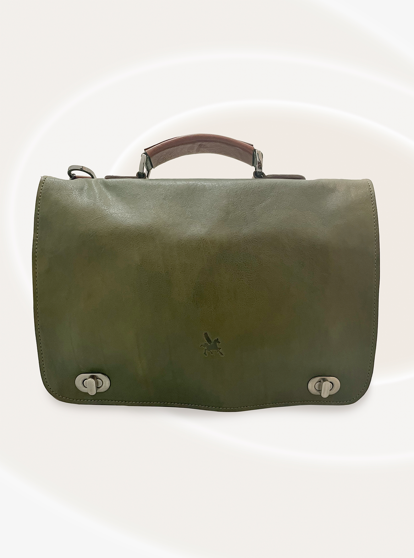 GREEN LEATHER BRIEFCASE BAG