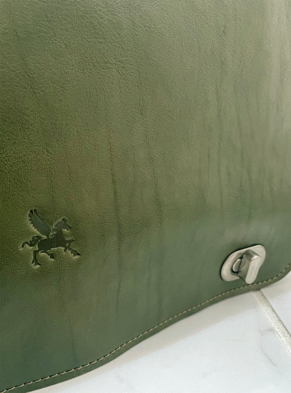 GREEN LEATHER BRIEFCASE BAG