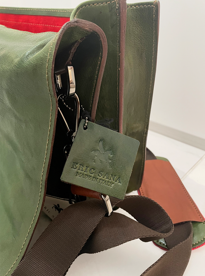 GREEN LEATHER BRIEFCASE BAG