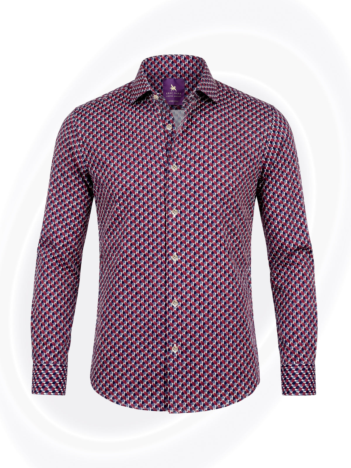 Angelico Mix-Print Shirt Geometric Wine