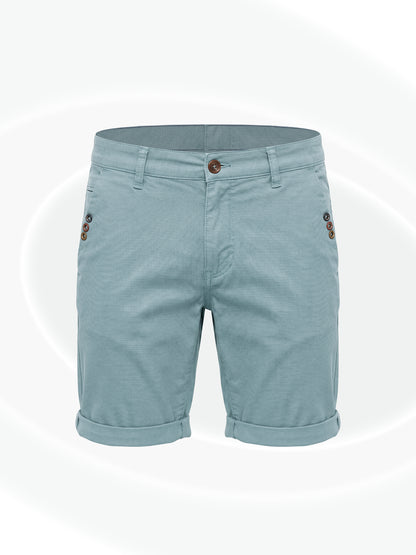 Light blue shorts with rolled-up cuffs 