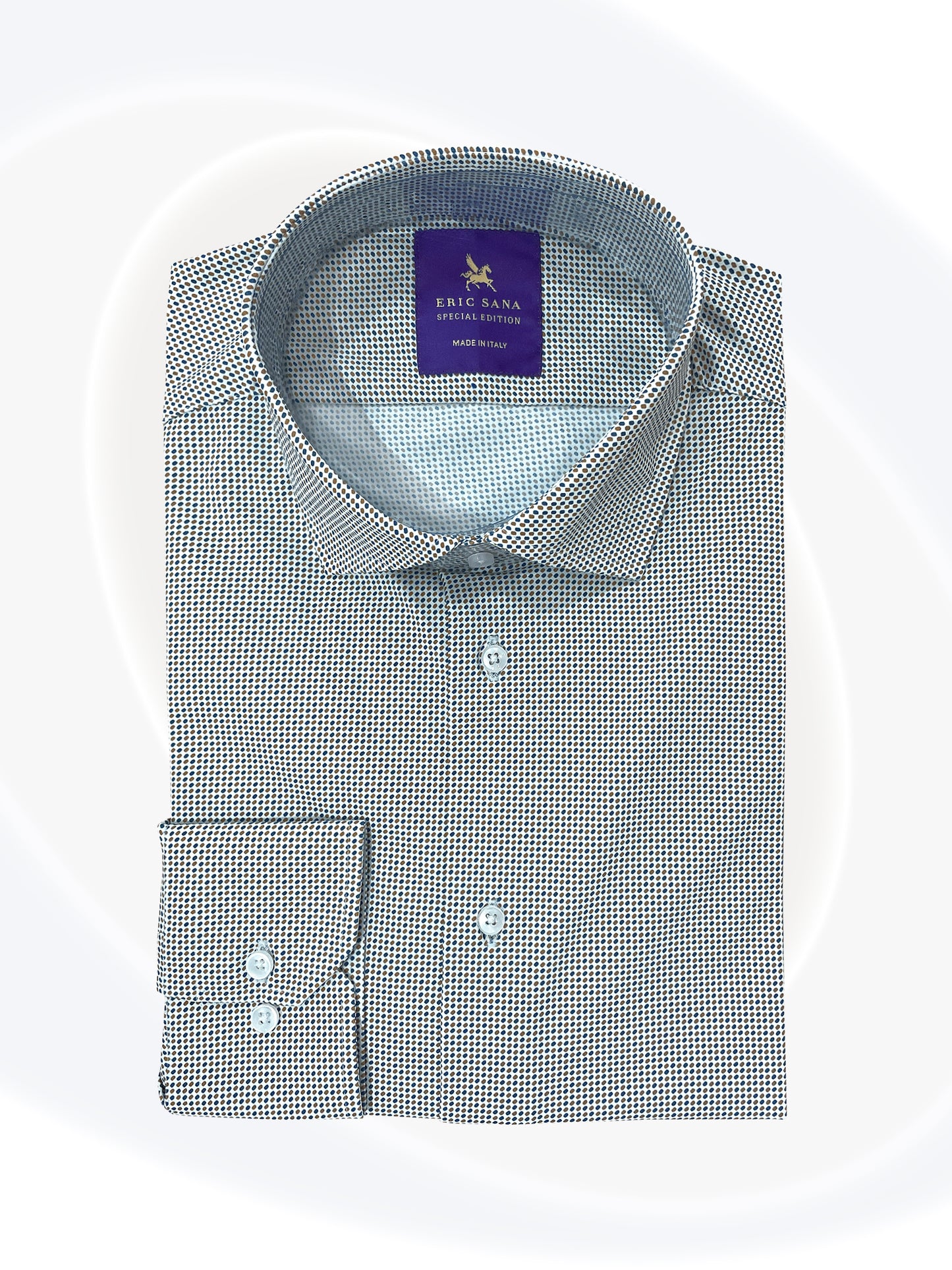 2 colour dotted dress shirt folded
