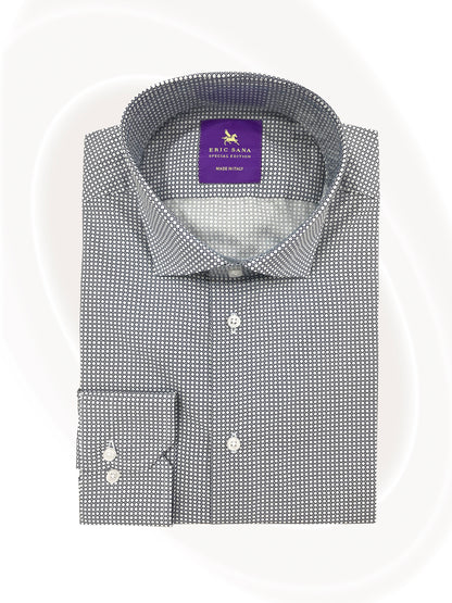 Gray checkered dress shirt folded