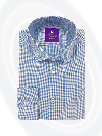 Blue checkered dress shirt folded
