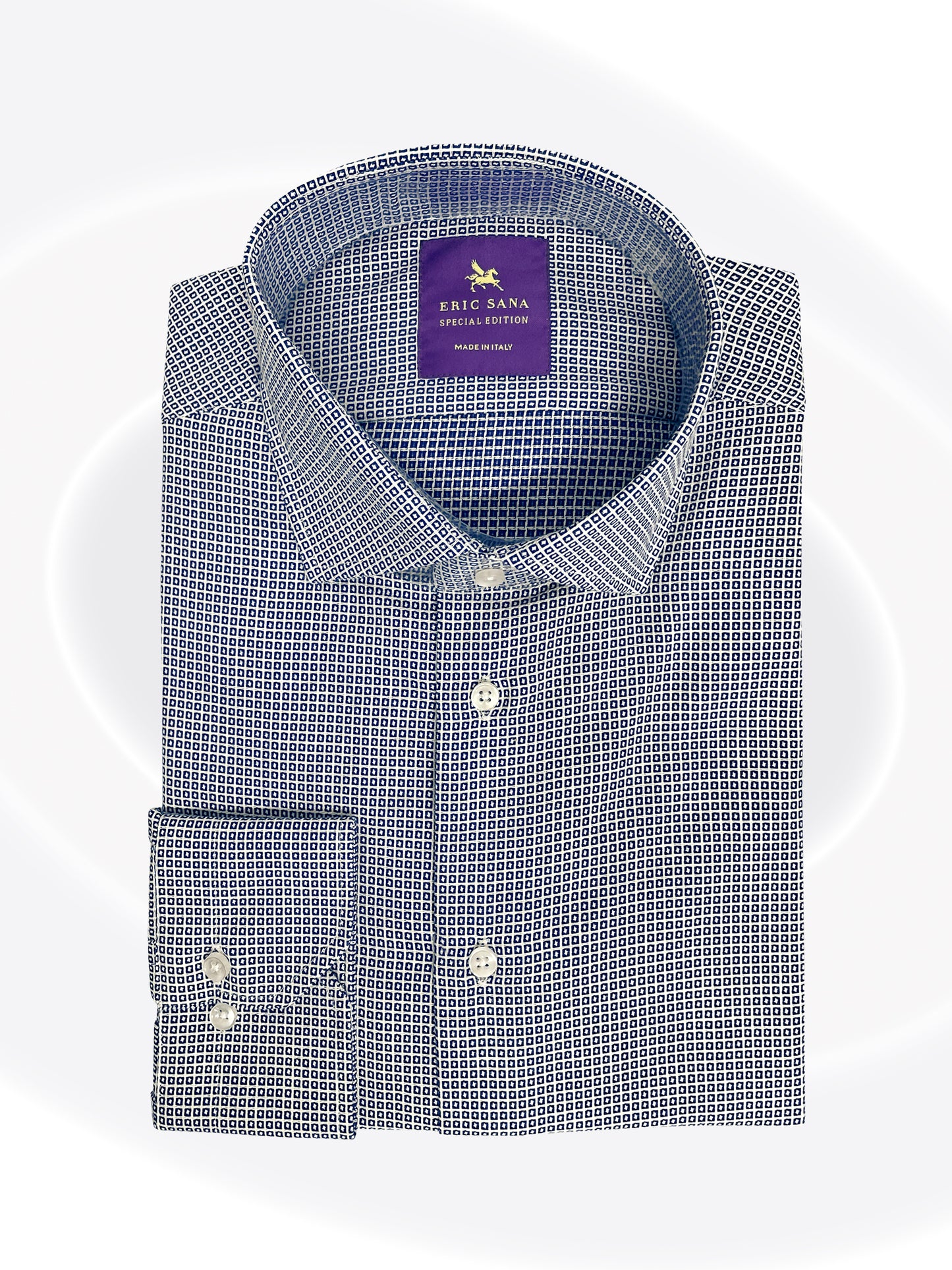Blue checkered dress shirt folded