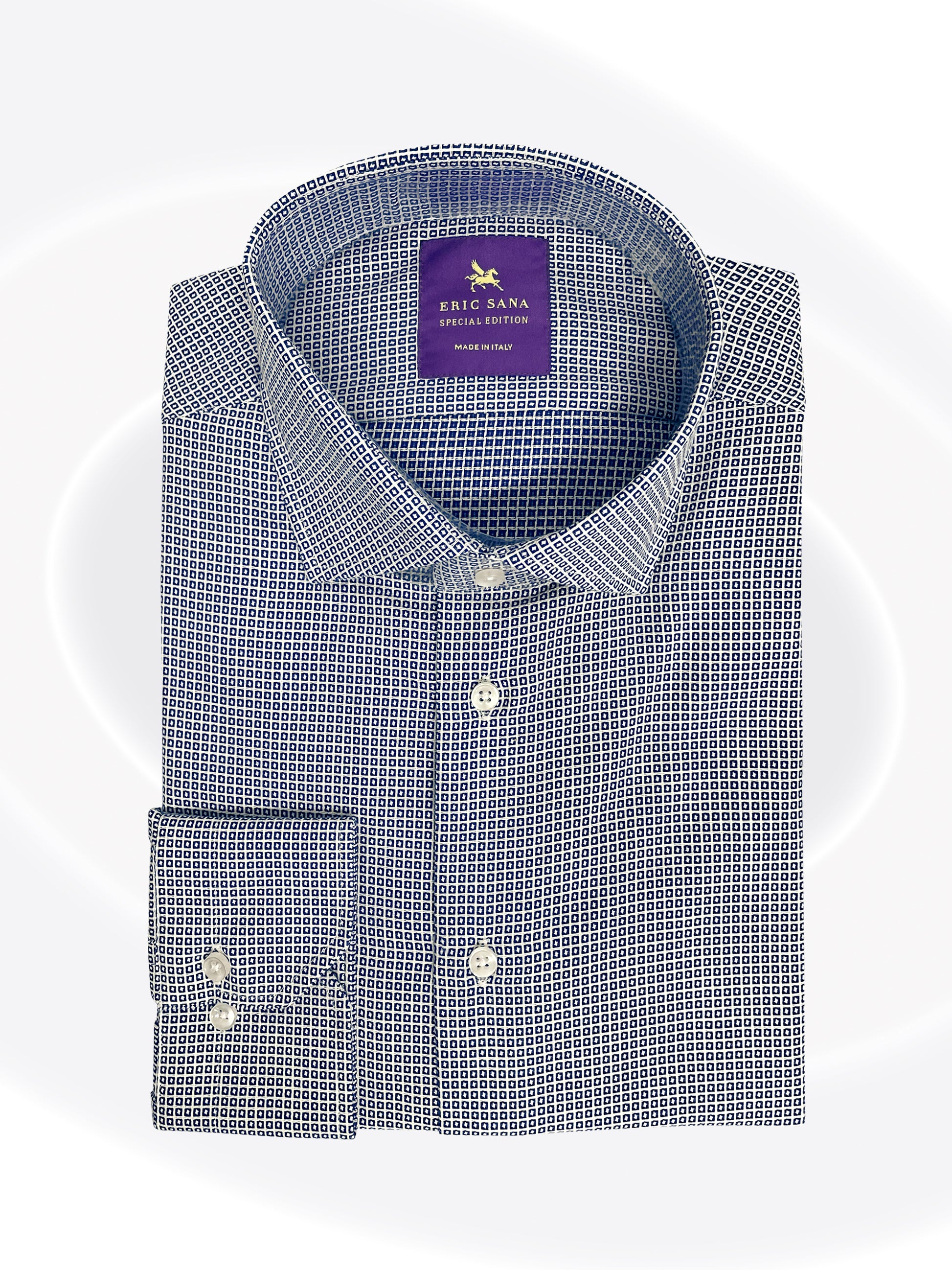 Blue checkered dress shirt folded