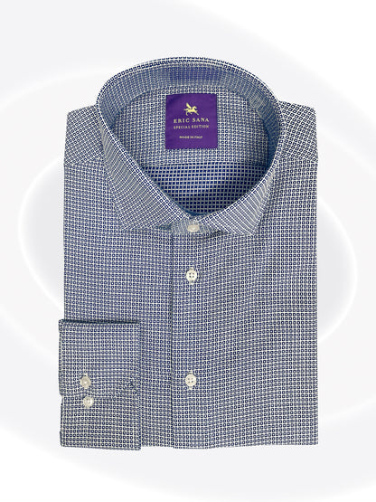 Blue checkered dress shirt folded