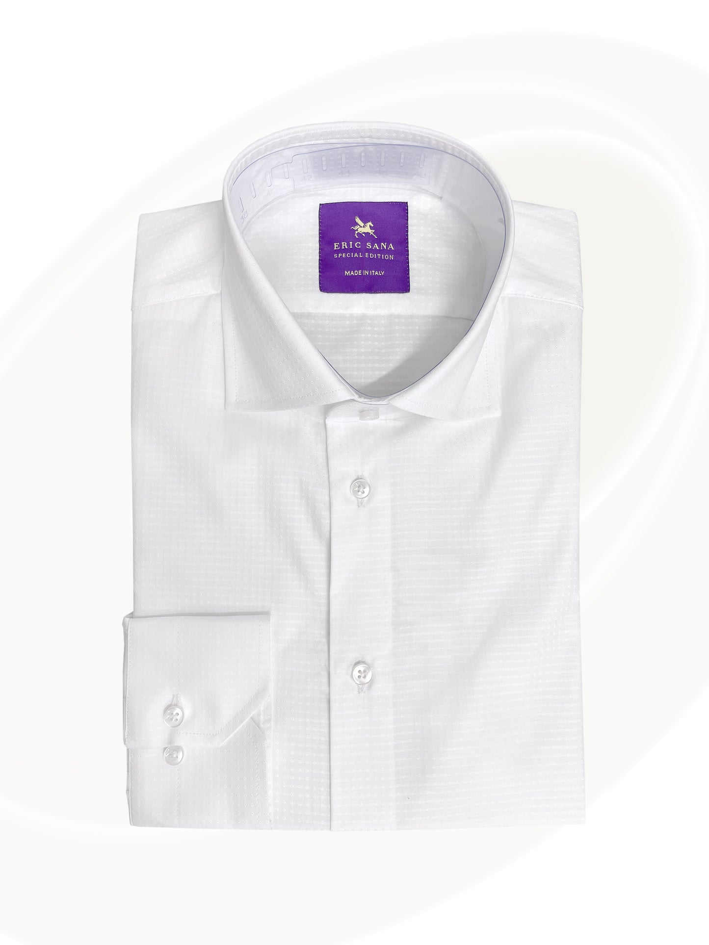 Textured white dress shirt folded