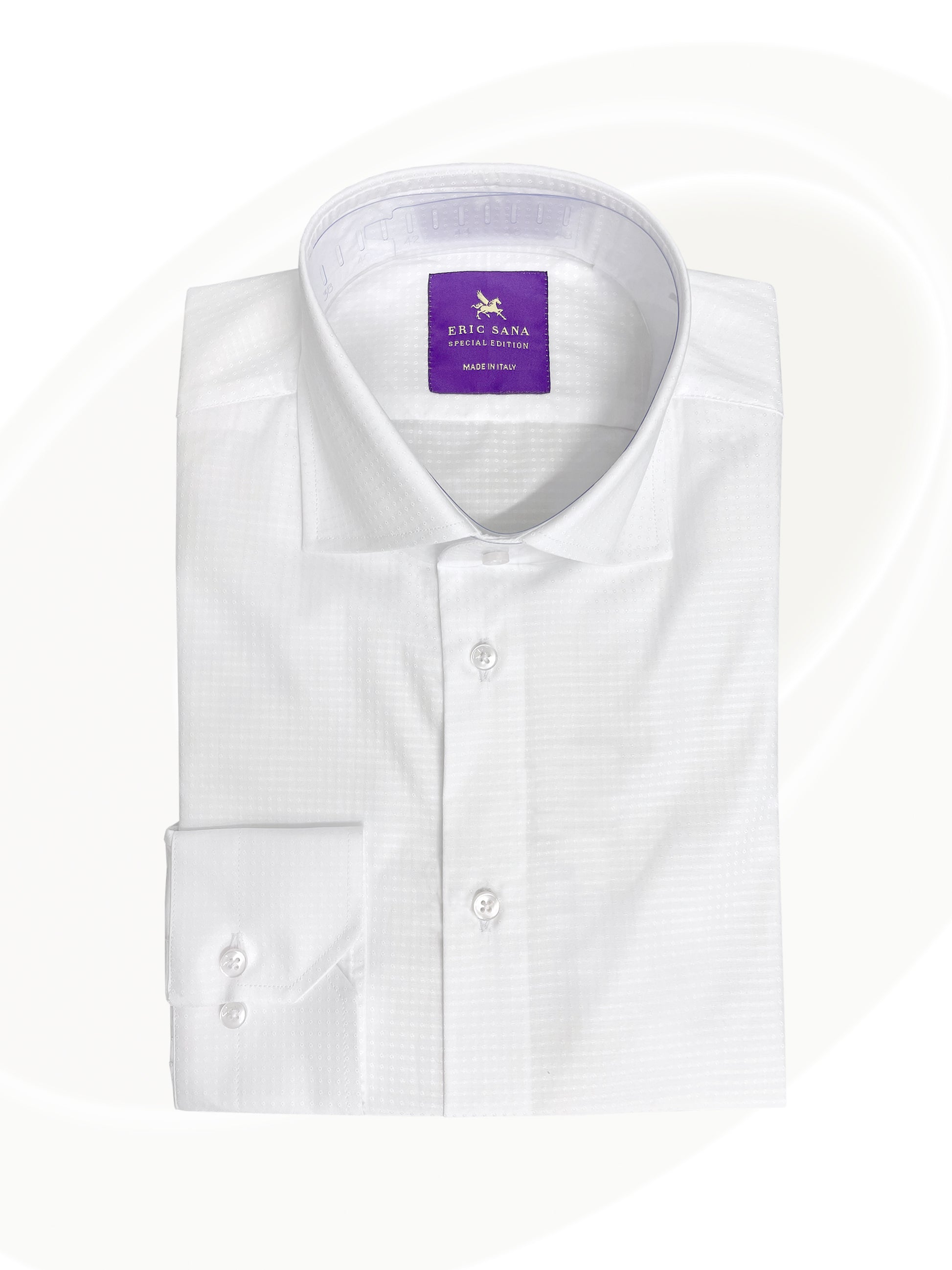 Textured white dress shirt folded