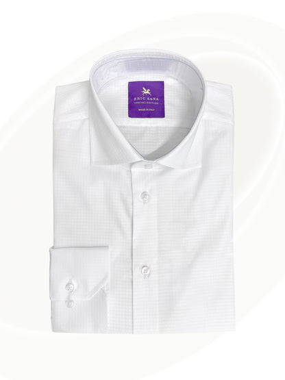 Textured white dress shirt folded