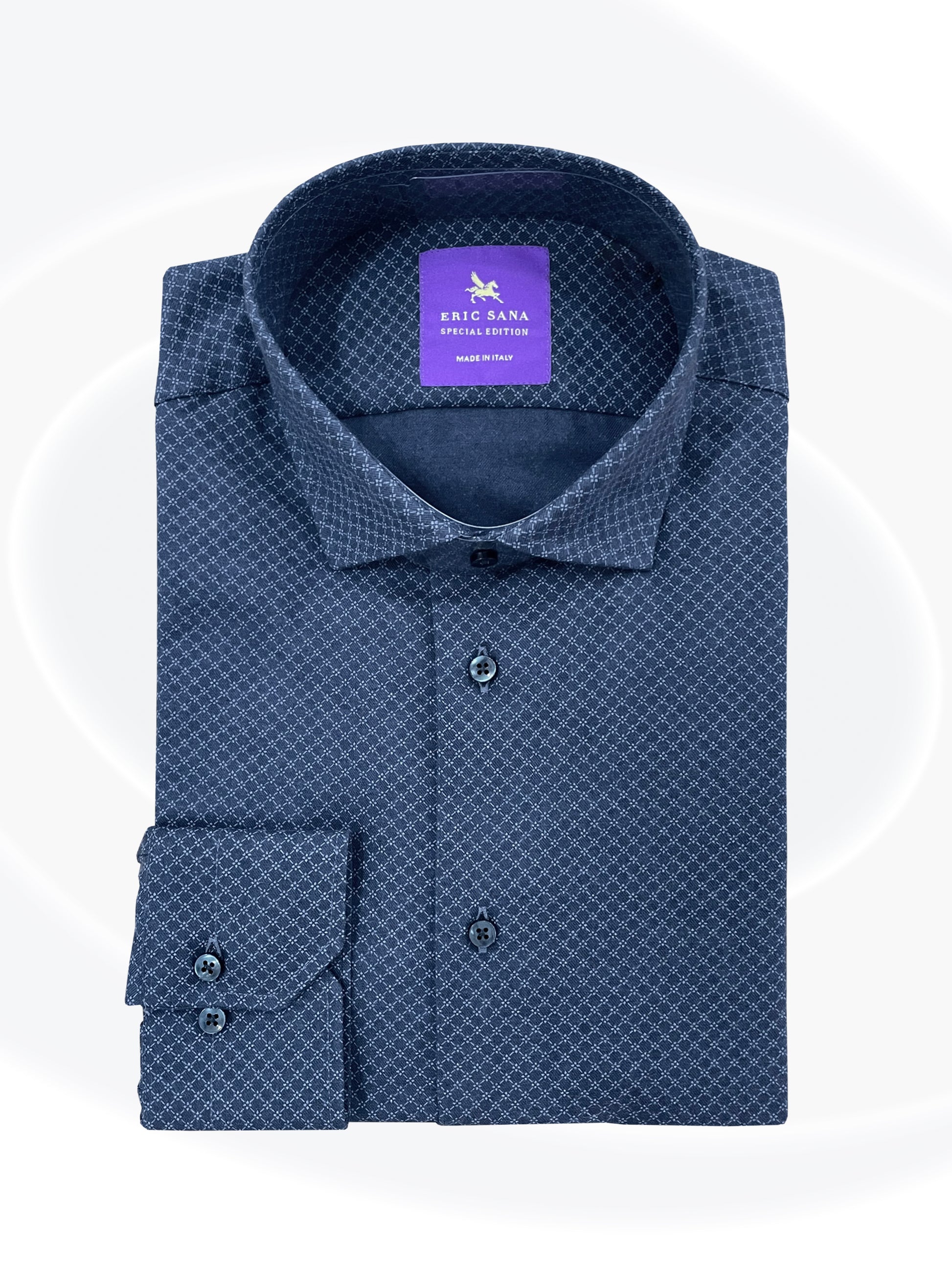 Folded blue patterned shirt