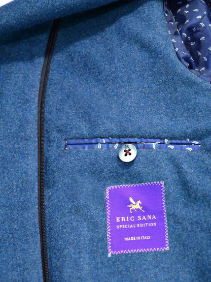 Faver Two-Tone Blazer Blue Turquoise Detail Pocket