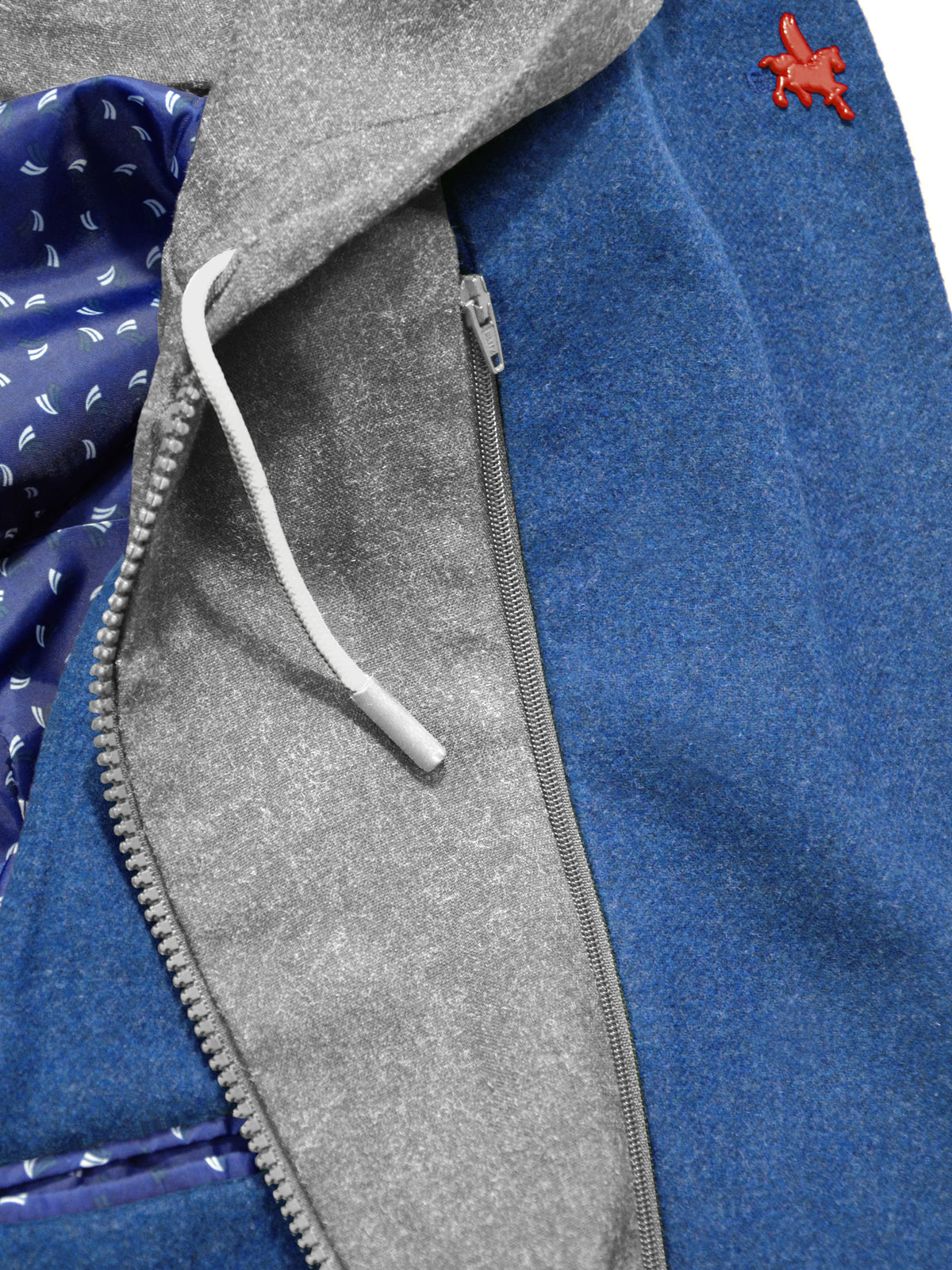 Faver Two-Tone Blazer Blue Turquoise Detail Zip