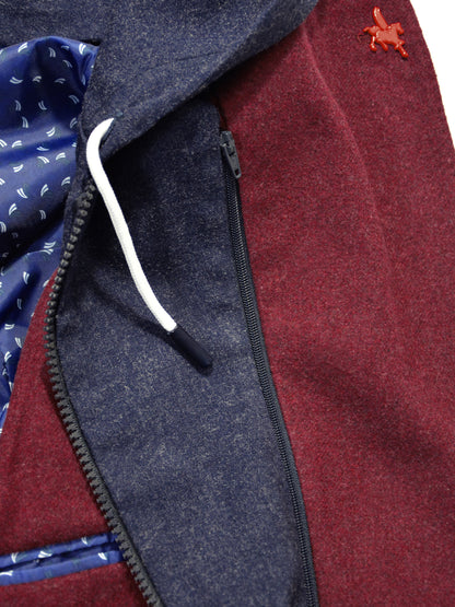 Faver Two-Tone Blazer Wine & Navy Detail Zip