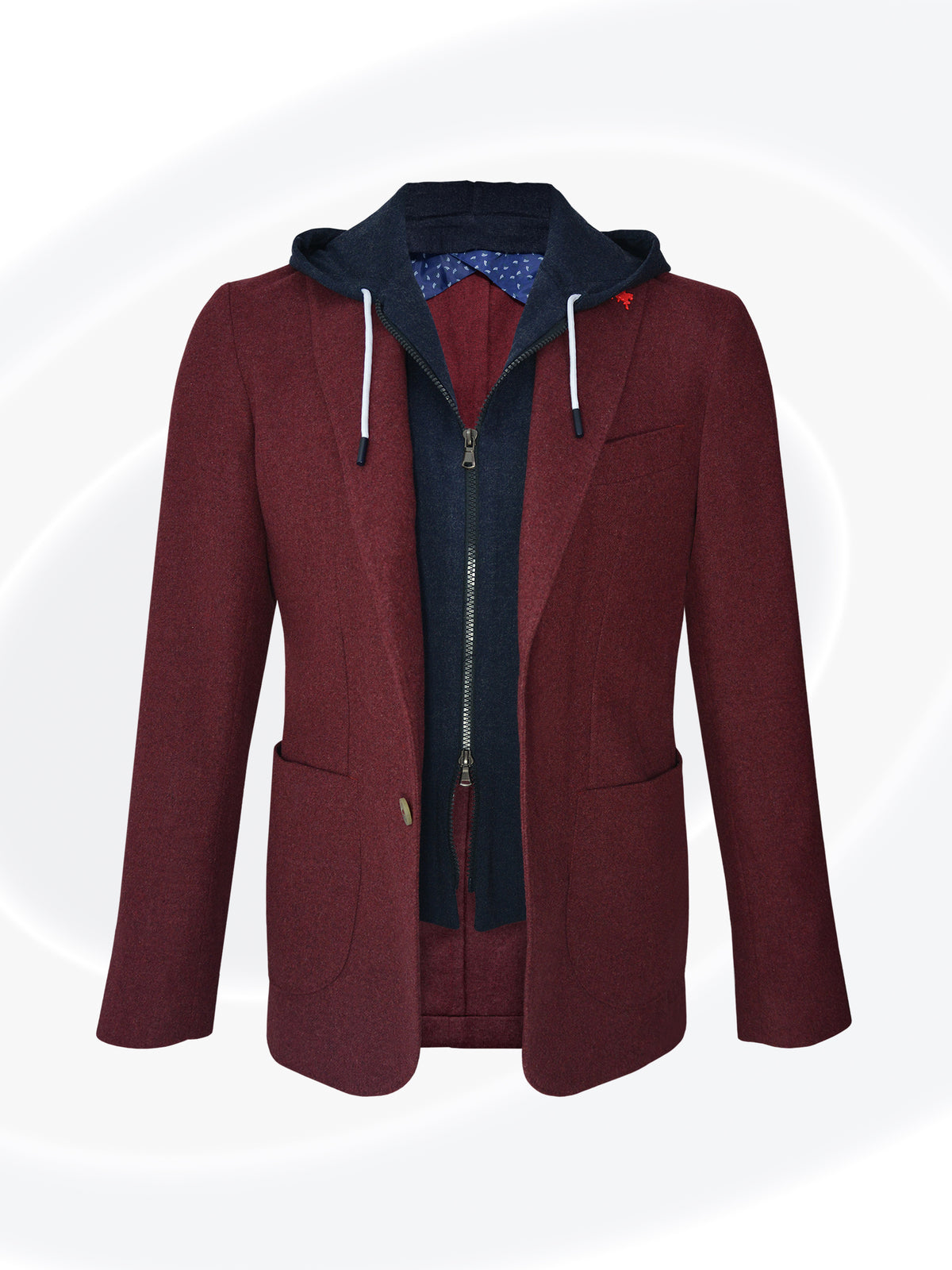 Faver Two-Tone Hoodie Wine & Navy