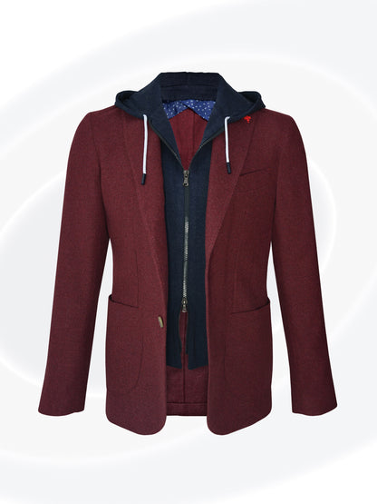 Faver Two-Tone Hoodie Wine & Navy