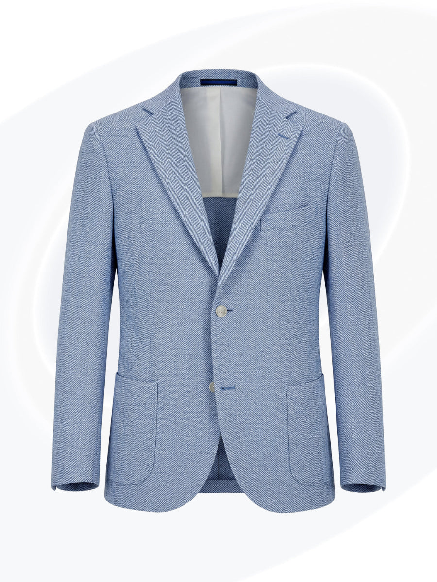 Blue textured blazer on a white background