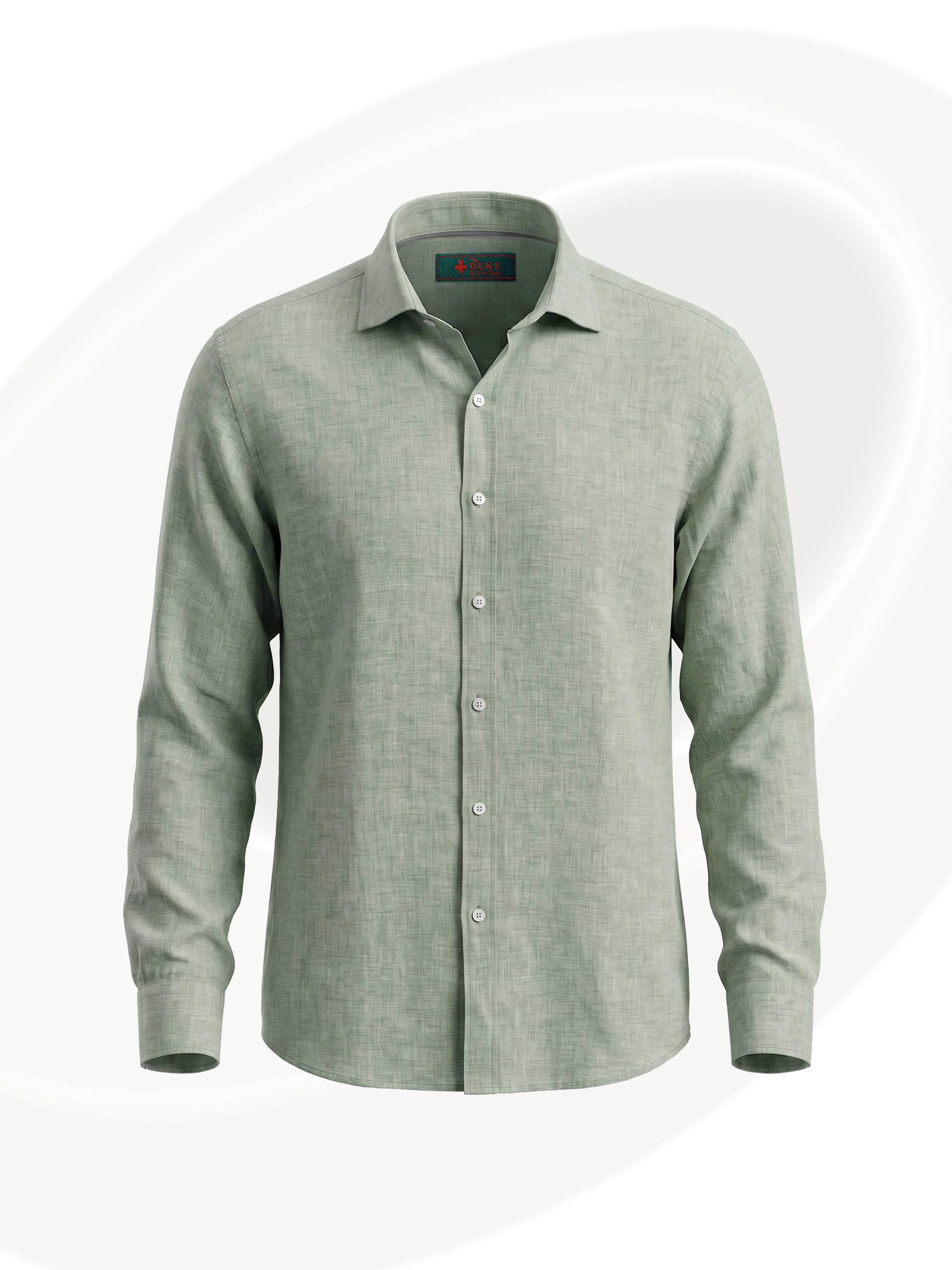 Green linen shirt on a white background