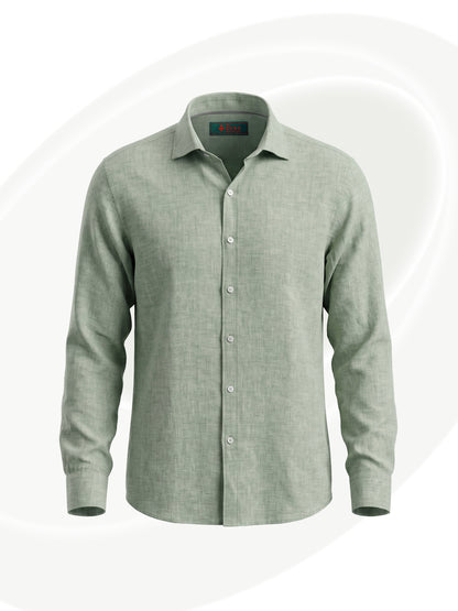 Green linen shirt on a white background