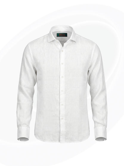 White linen dress shirt on a white background