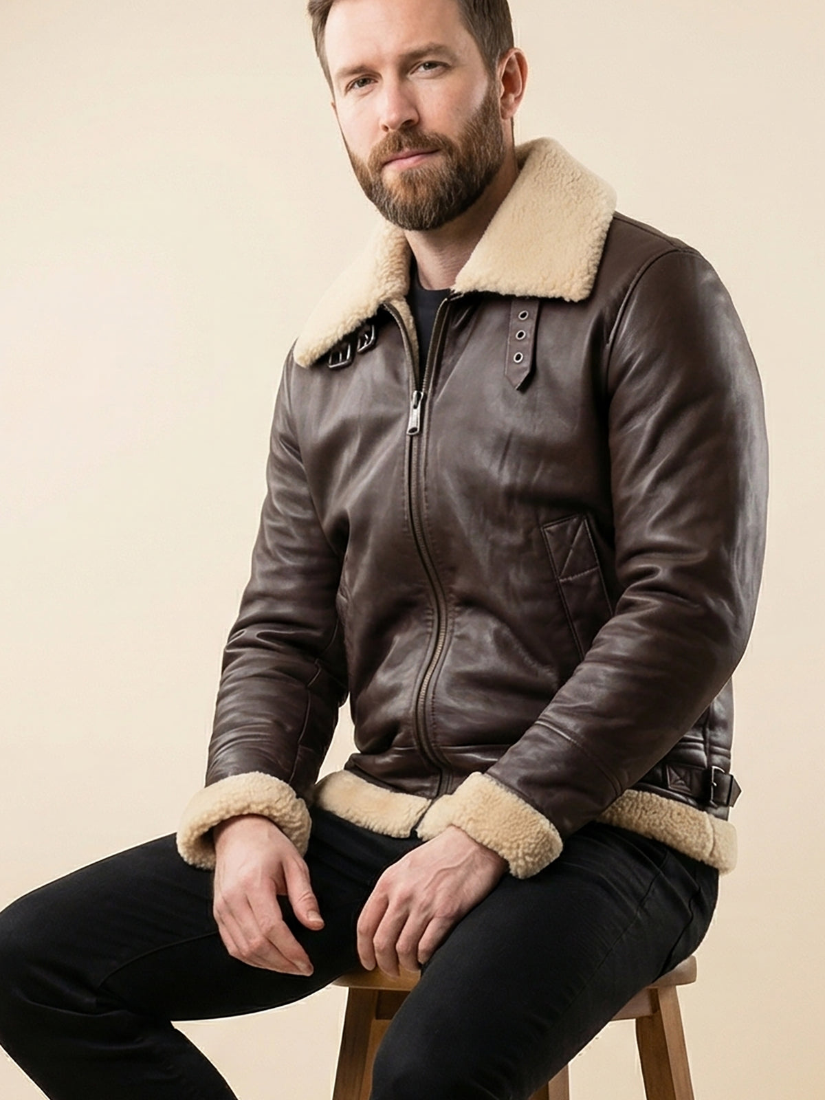 Natural Mouton Leather Jacket